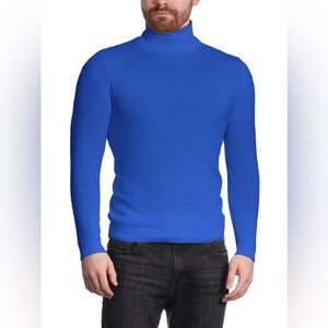 Men's Solid Royal Blue Pullover Turtleneck Sweater size M